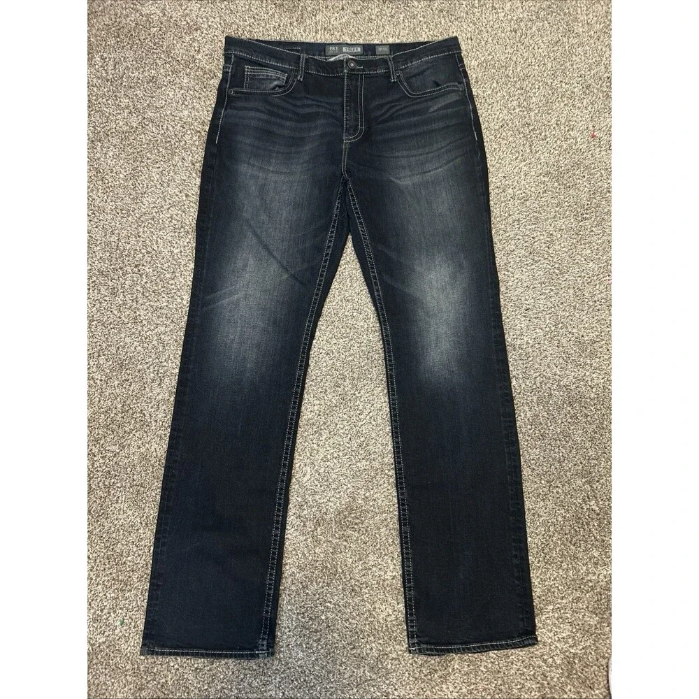 BKE Jeans Mens 38XL 38x36 Blue Dark Wash Tyler Straight Leg Denim Regular Fit